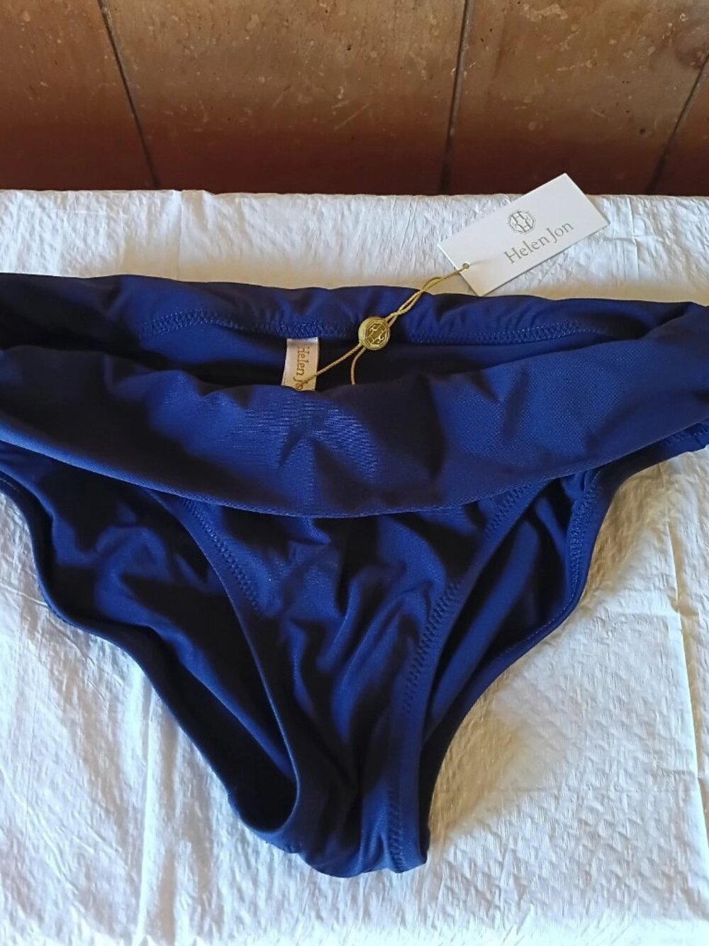Helen Jon Navy Blue Fold Over Hipster Bikini Bottoms Women's XS NWT